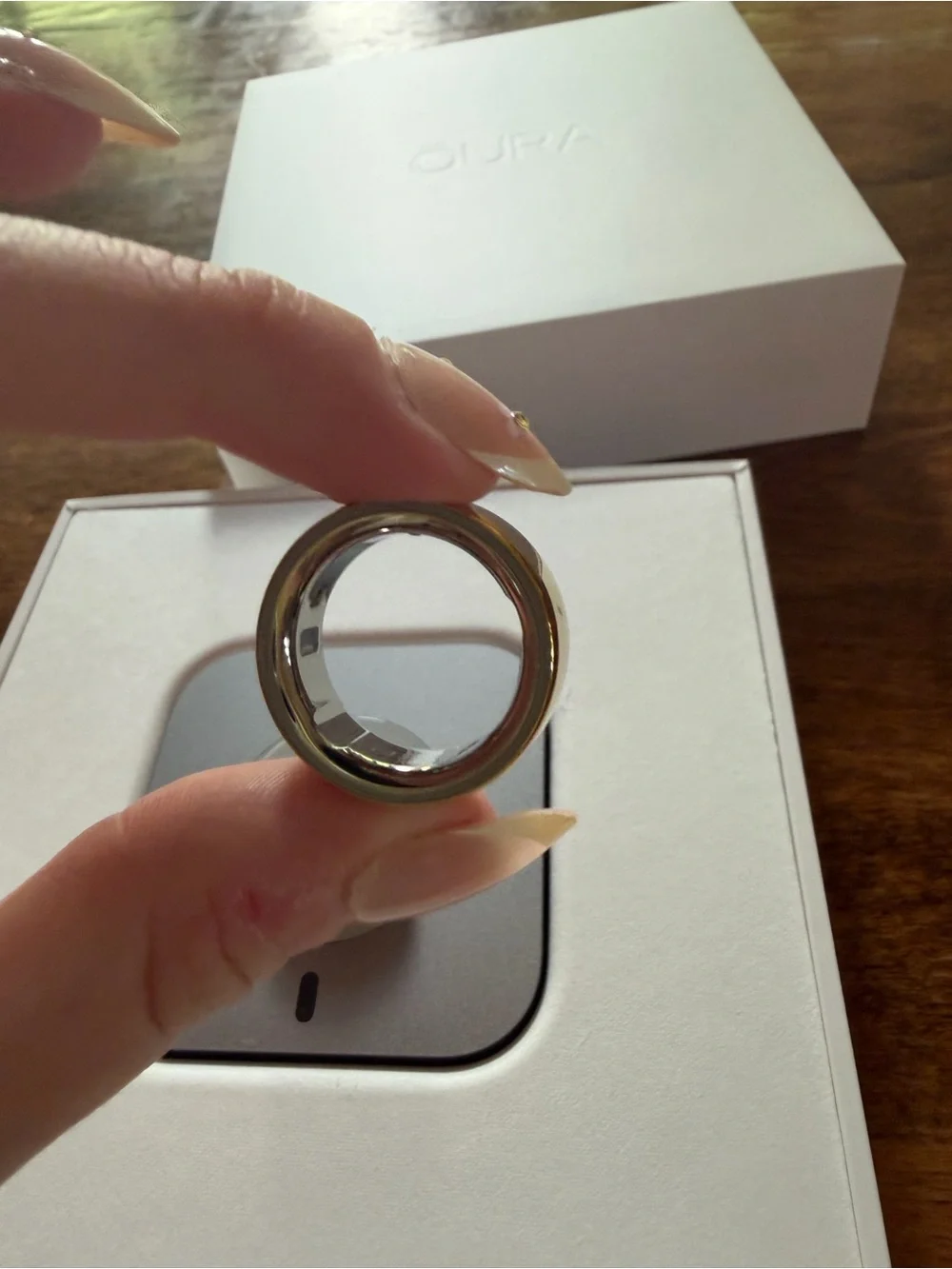 NWT Oura Ring 4 Smart Ring - Gold Exterior with Silver Interior